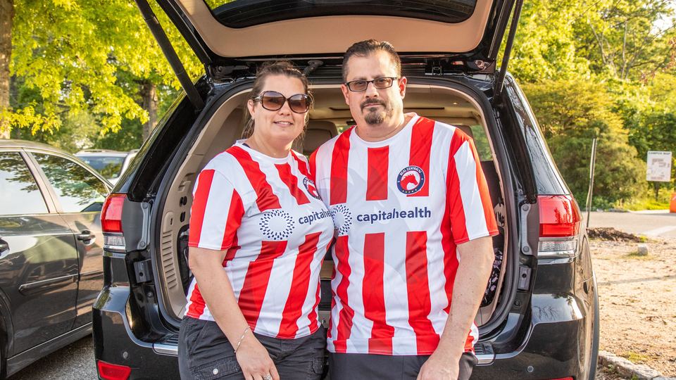 Two Real Central NJ supporters in club shirts