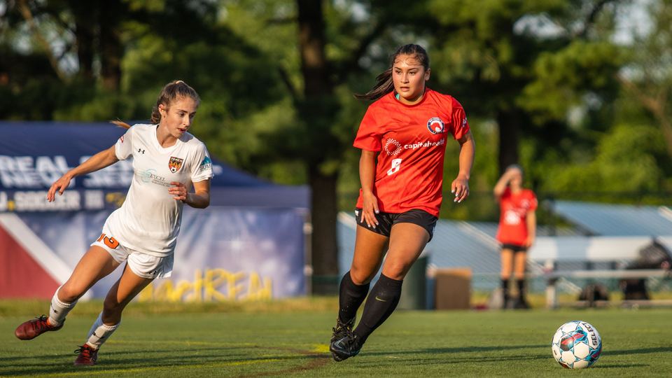 Real Central NJ women's player chasing the ball